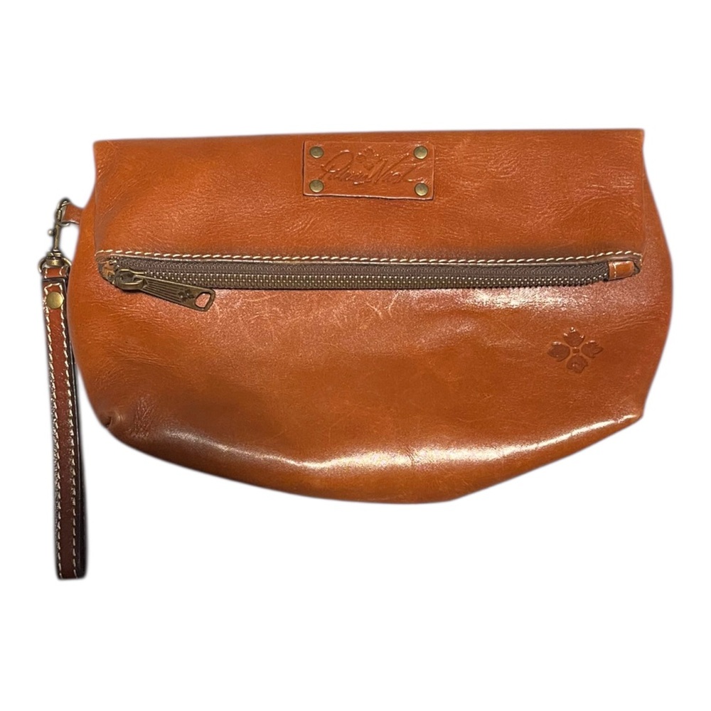 Patricia Nash Signature Valerie Fold-Over Brown Leather Wristlet Clutch Purse